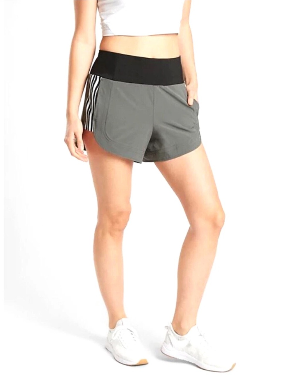 Athleta Womens Ascender Athletic Gym Shorts Side Stripes - 14